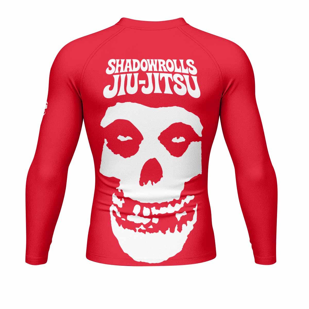Misfits Skull Jiu-Jitsu - Red Men's Rash Guard Long Sleeve - back view mockup