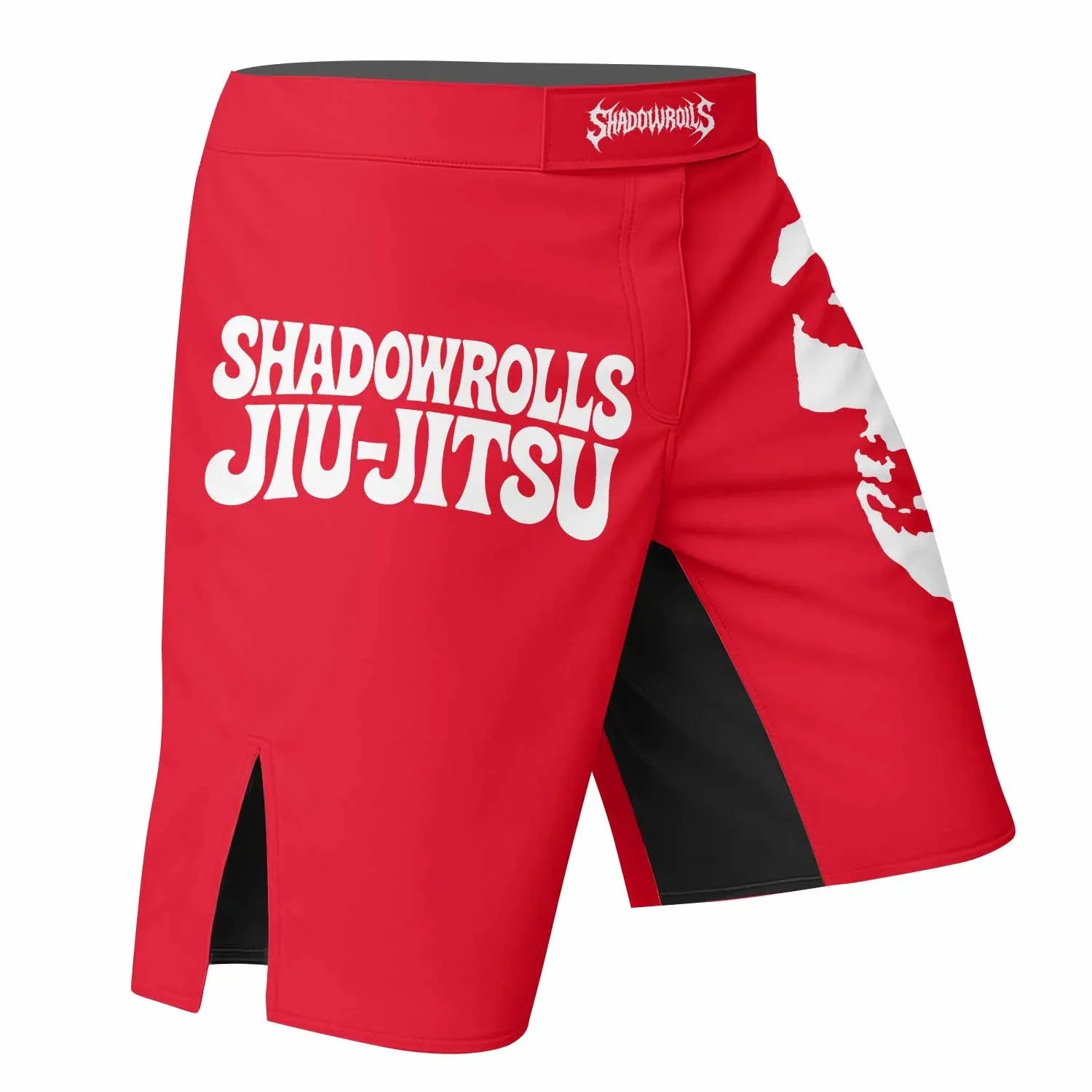 Misfits Skull Jiu-Jitsu - Red Fight Shorts - right side mockup