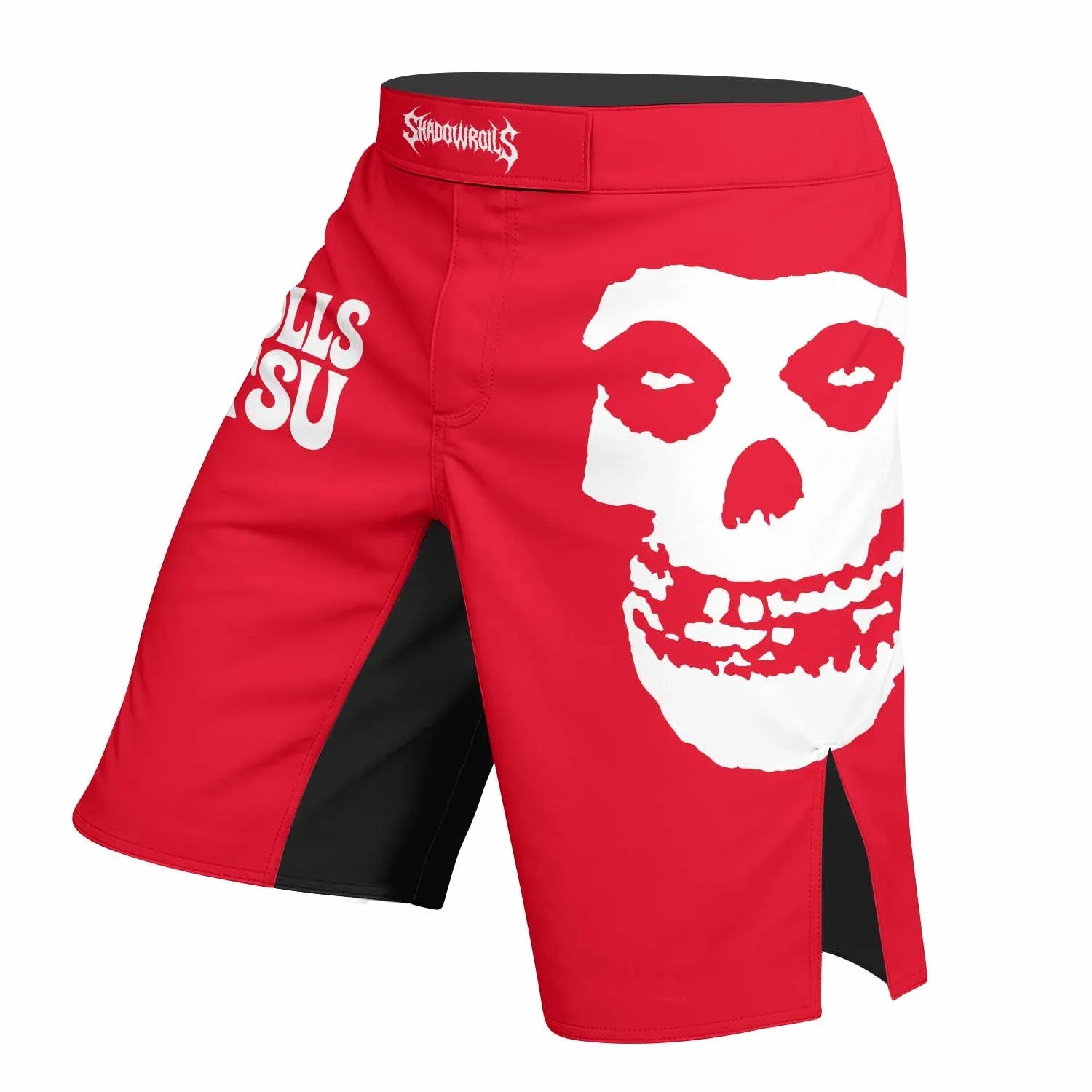 Misfits Skull Jiu-Jitsu - Red Fight Shorts - left side mockup
