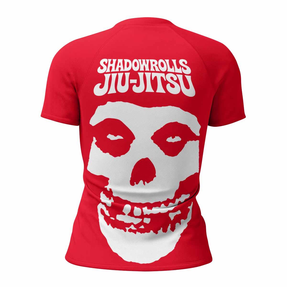 Misfits Skull Jiu-Jitsu - Red Women's Rash Guard Short Sleeve - back view mockup