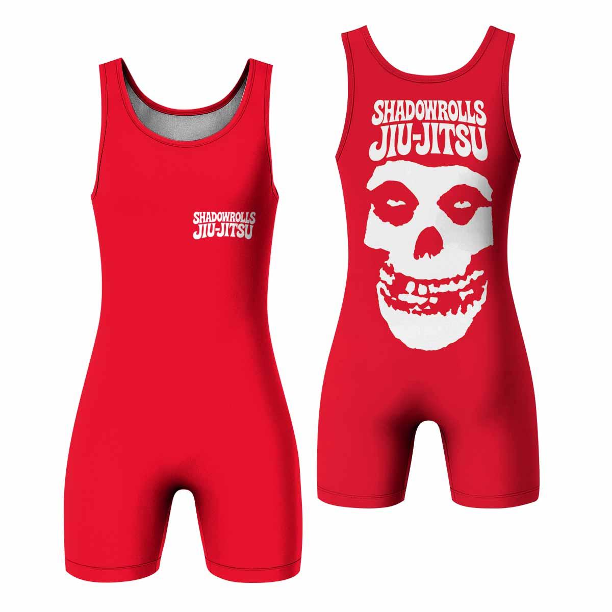 Misfits Skull Jiu-Jitsu - Red Wrestling Singlet - front and back view