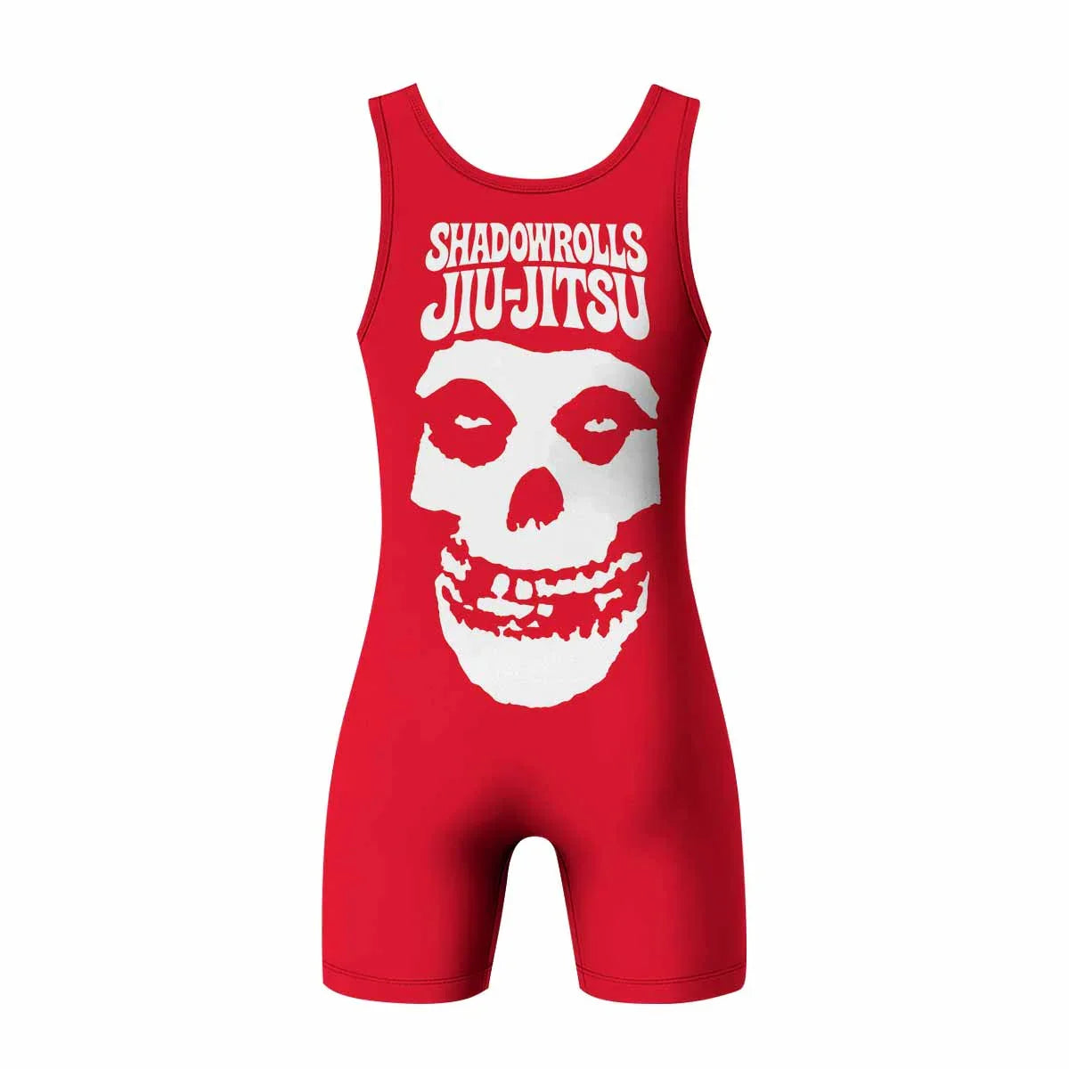 Misfits Skull Jiu-Jitsu - Red Wrestling Singlet - back view mockup