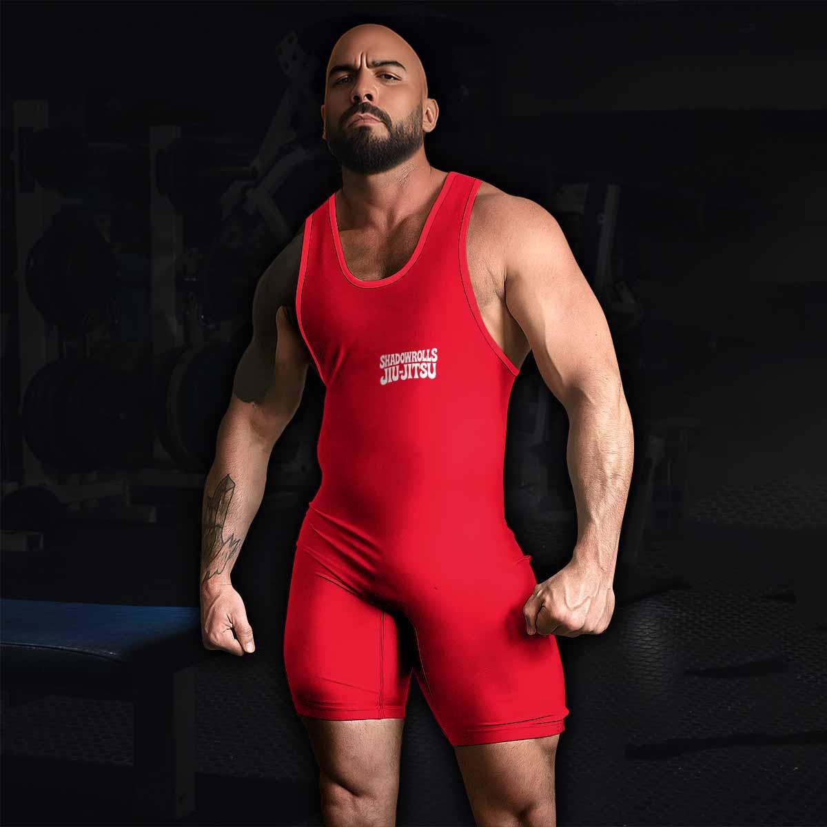 Misfits Skull Jiu-Jitsu - Red Wrestling Singlet - men's lifestyle view