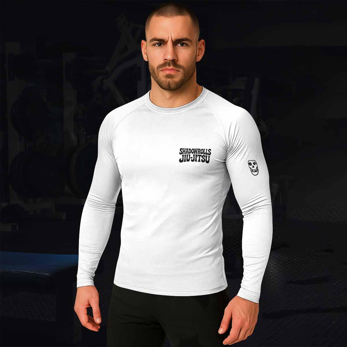 Misfits Skull Jiu-Jitsu - White  Men's Rash Guard Long Sleeve - lifestyle view
