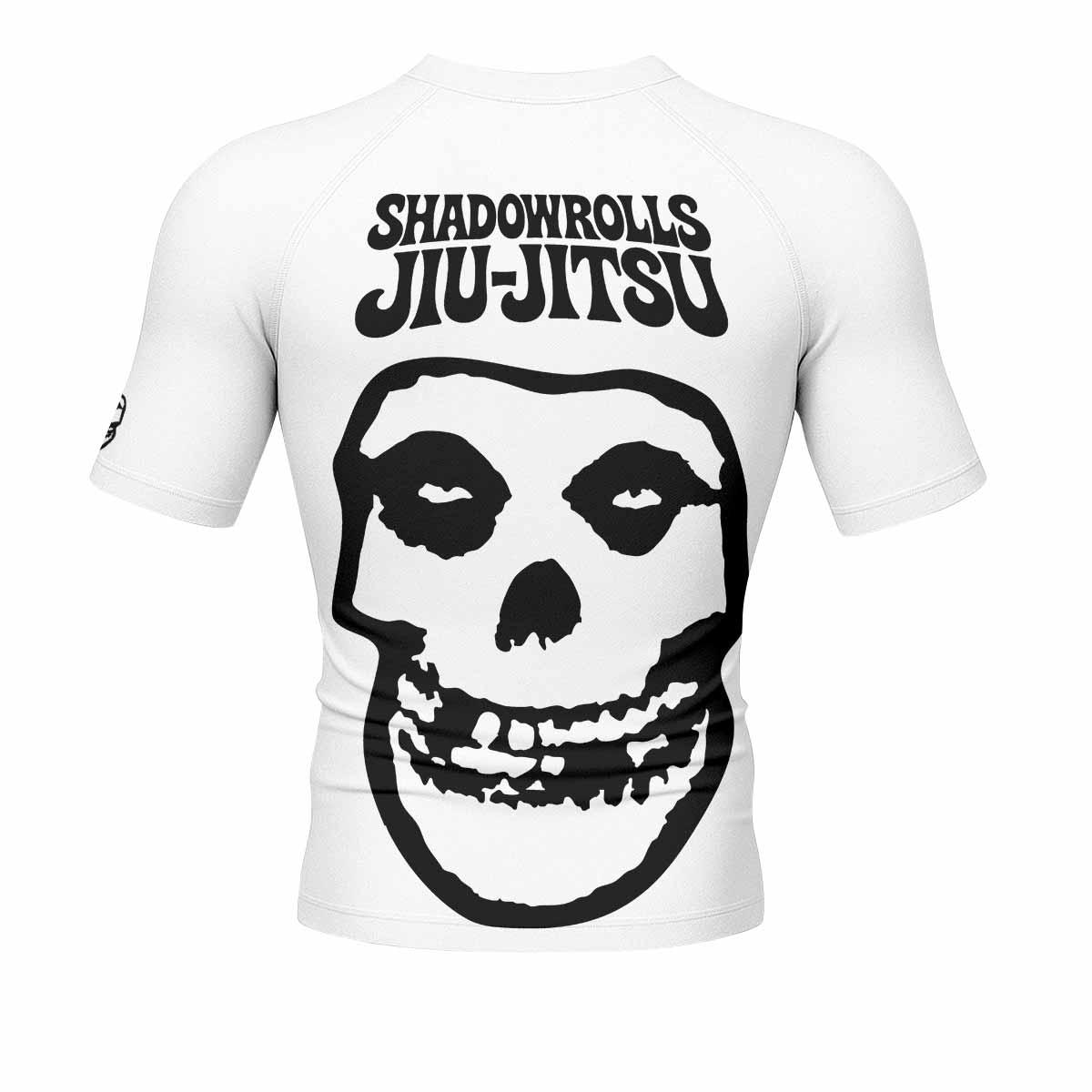 Misfits Skull Jiu-Jitsu - White  Men's Rash Guard Short Sleeve - back view mockup
