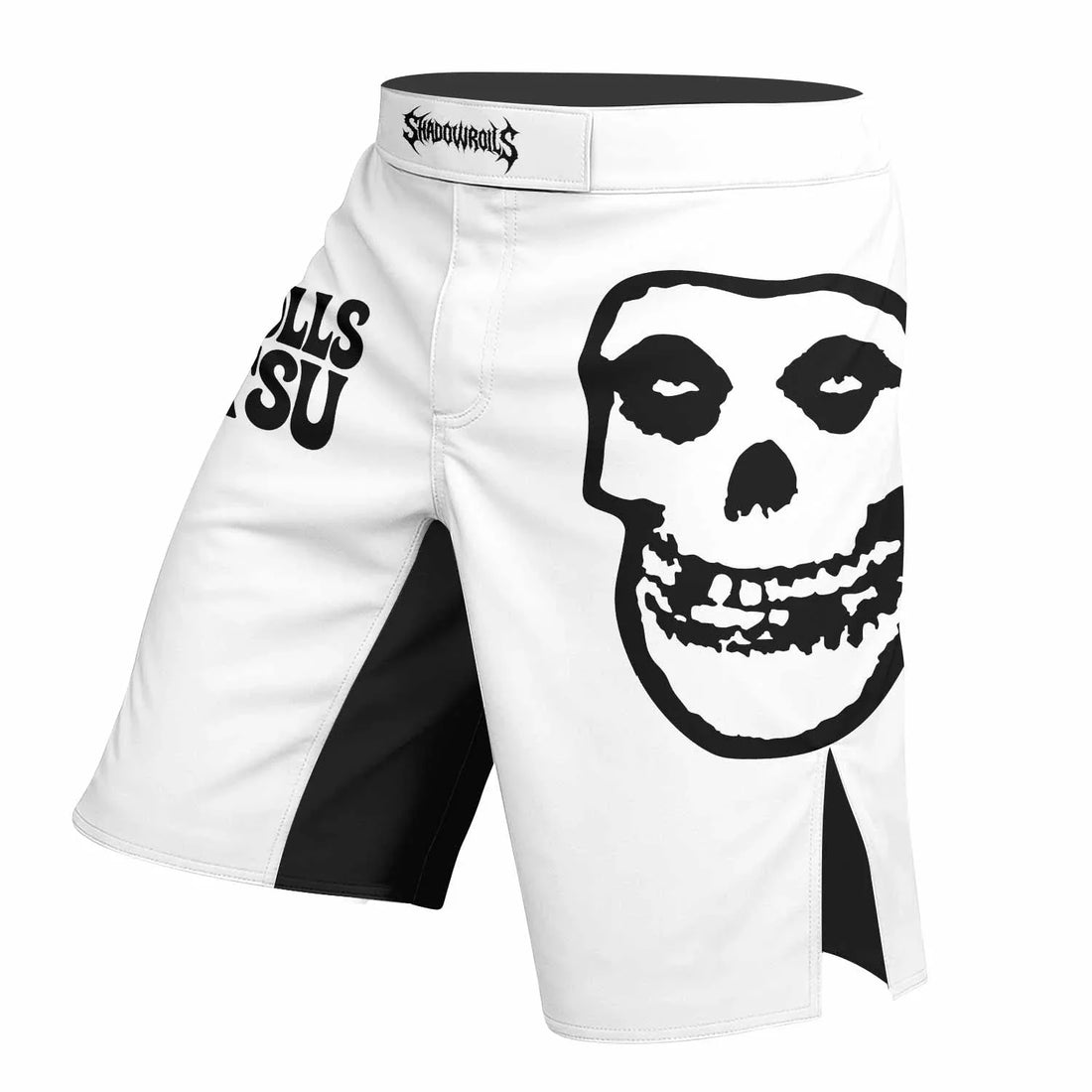 Misfits Skull Jiu-Jitsu - White  Fight Shorts - right side mockup