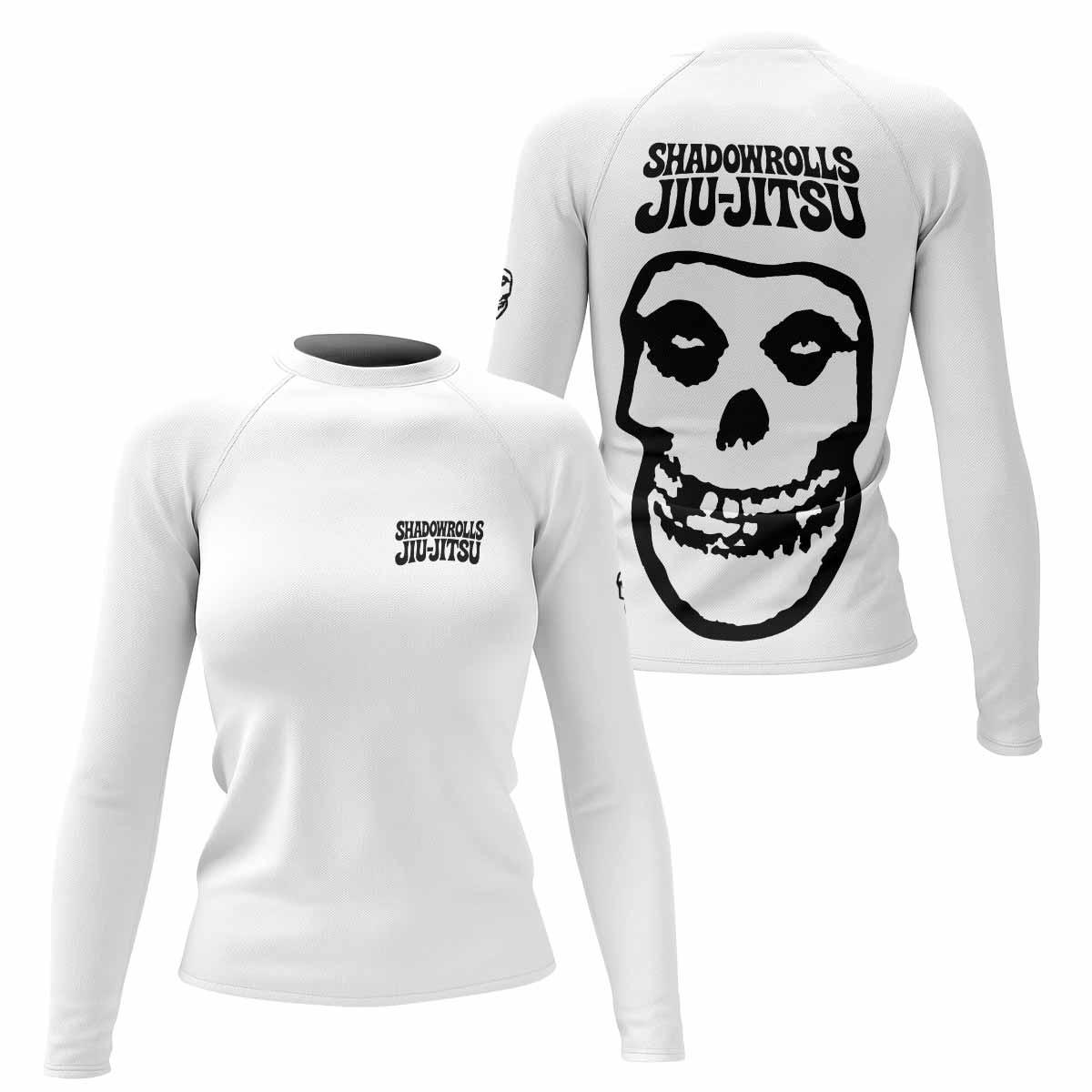 Misfits Skull Jiu-Jitsu - White  Women's Rash Guard Long Sleeve - front and back view