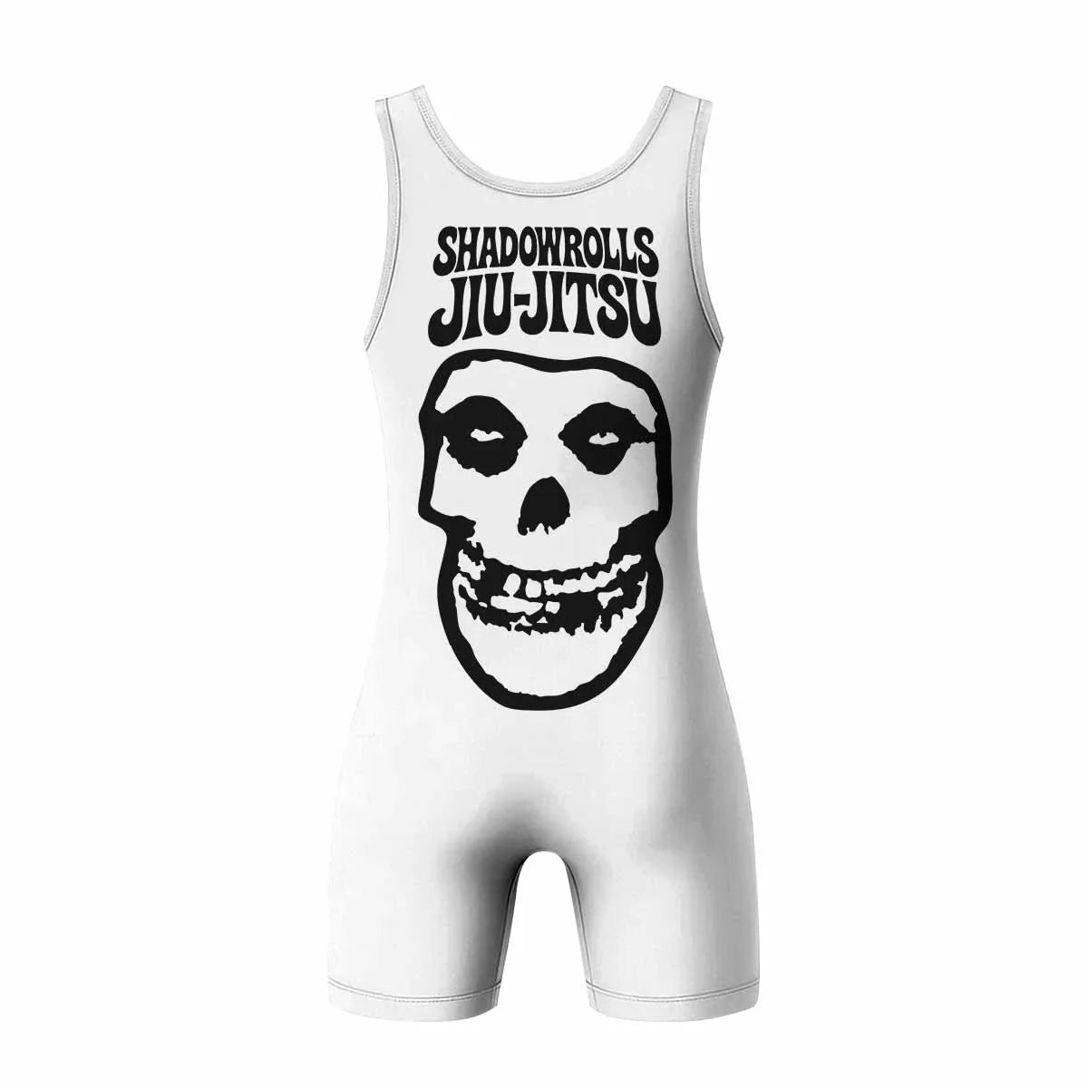 Misfits Skull Jiu-Jitsu - White  Wrestling Singlet - back view mockup