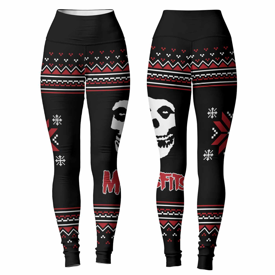Misfits Skull Punk Rock Band Women's Leggings - front and back view