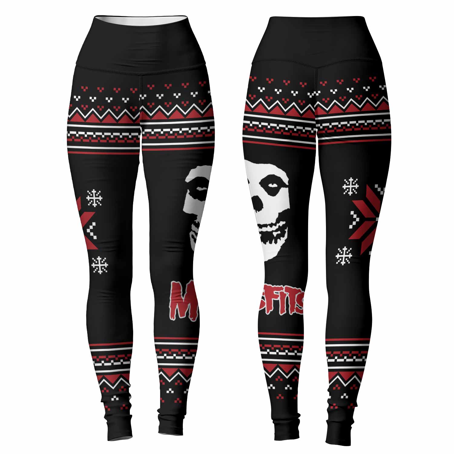 Misfits Skull Punk Rock Band Women's Leggings - front and back view