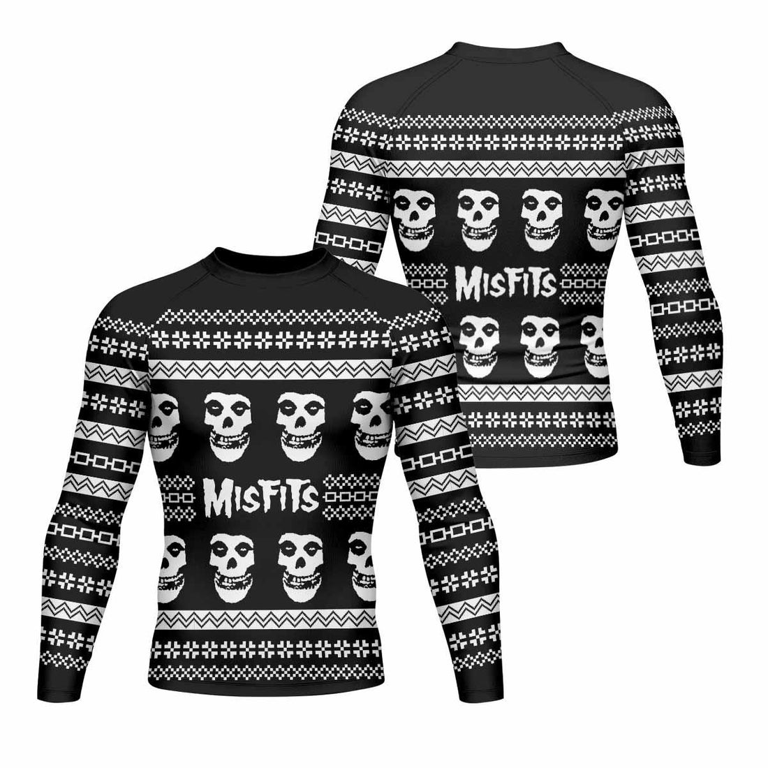 Misfits Ugly Men's Rash Guard Long Sleeve - front and back view