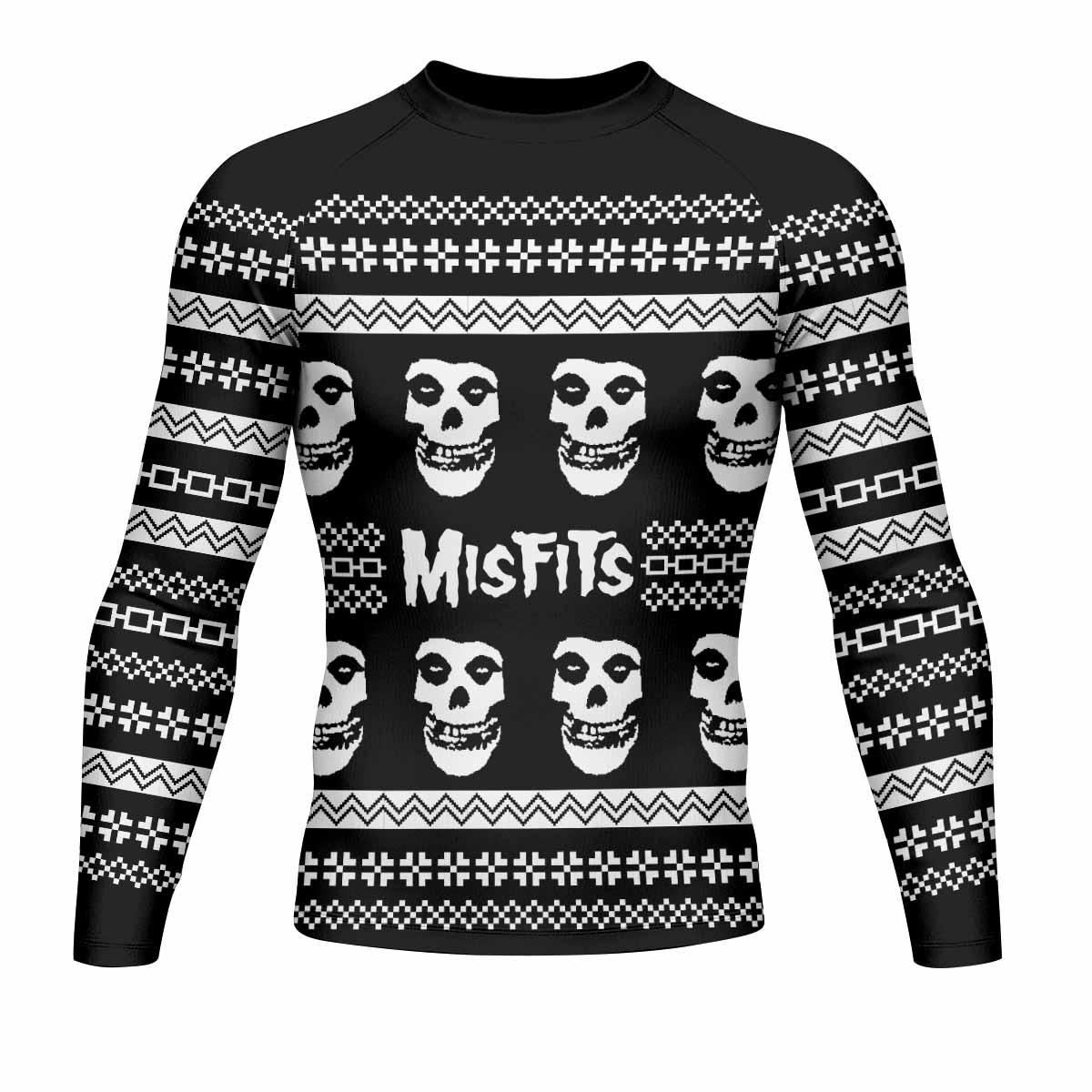 Misfits Ugly Men's Rash Guard Long Sleeve - front view mockup