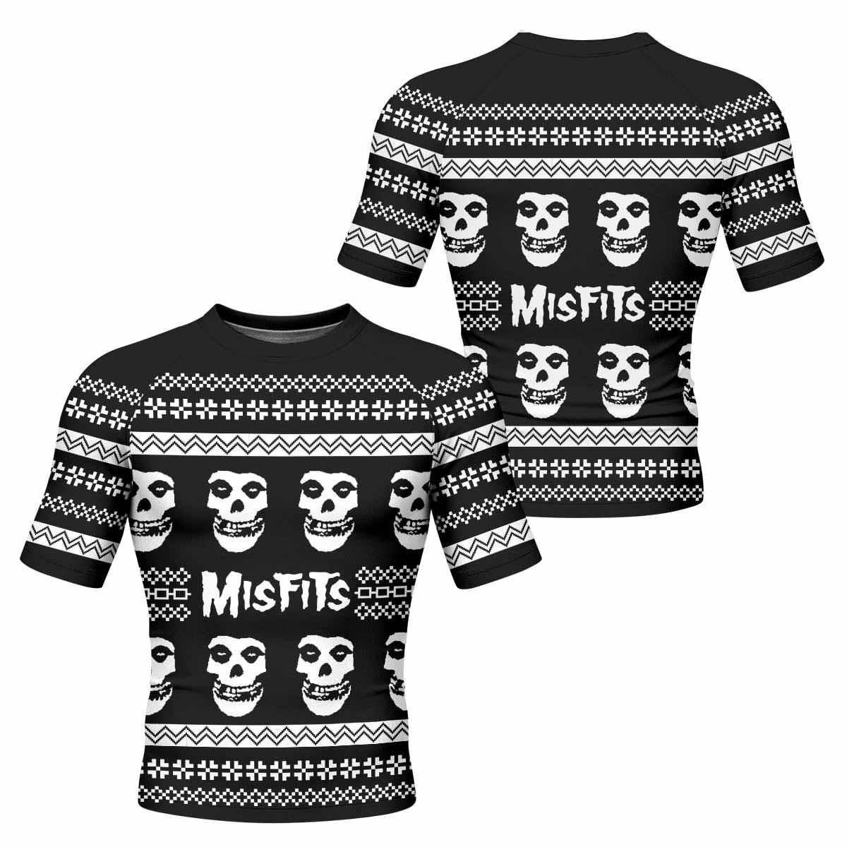 Misfits Ugly Men's Rash Guard Short Sleeve - front and back view