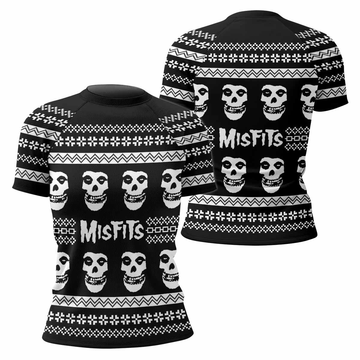 Misfits Ugly Women's Rash Guard Short Sleeve - front and back view
