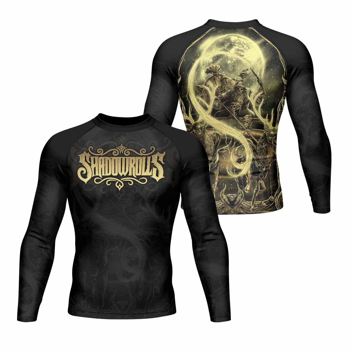 Moon Ritual Men's Rash Guard Long Sleeve - front and back view