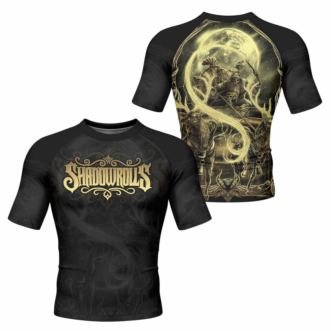 Moon Ritual Men's Rash Guard Short Sleeve - front and back view
