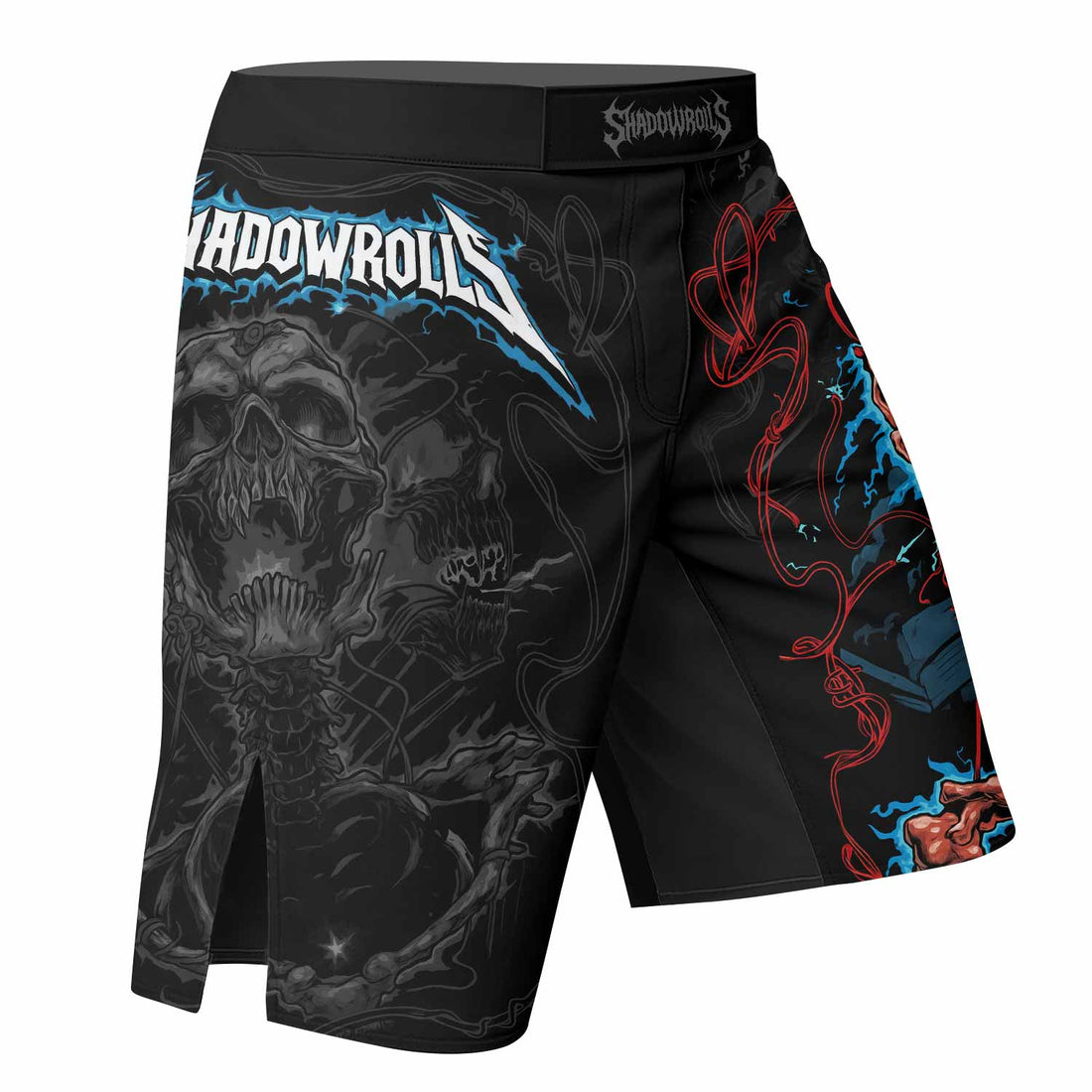 Necro Chains Fight Shorts - right side mockup