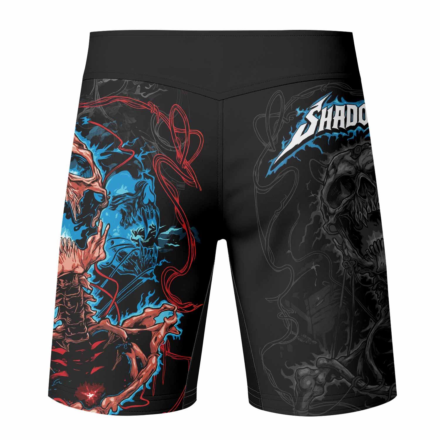 Necro Chains Fight Shorts - back view mockup