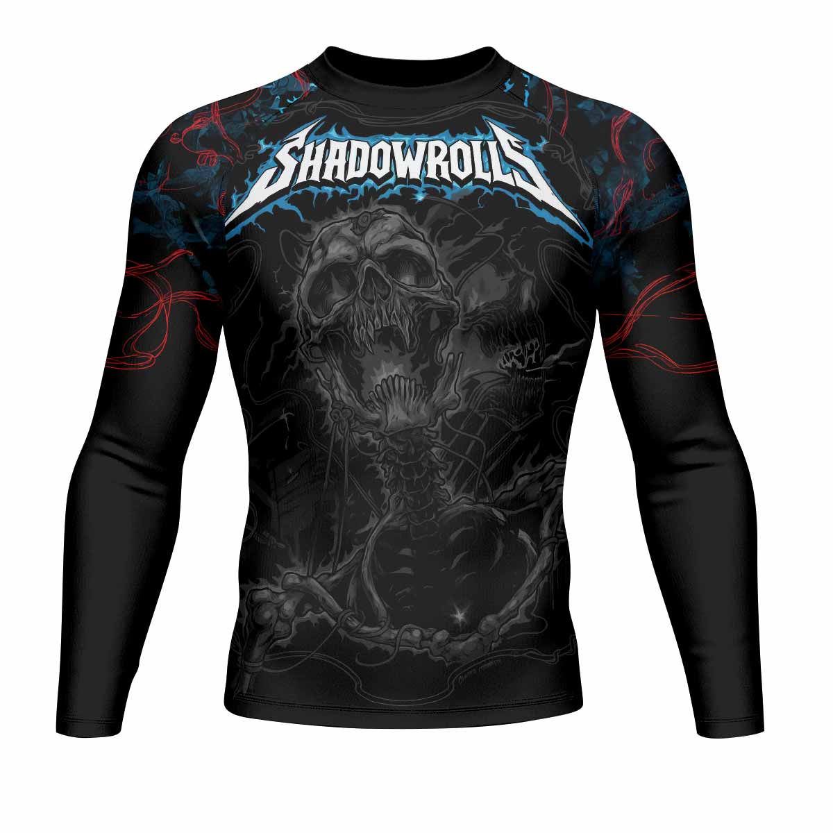 Necro Chains Men's Rash Guard Long Sleeve - front view mockup 