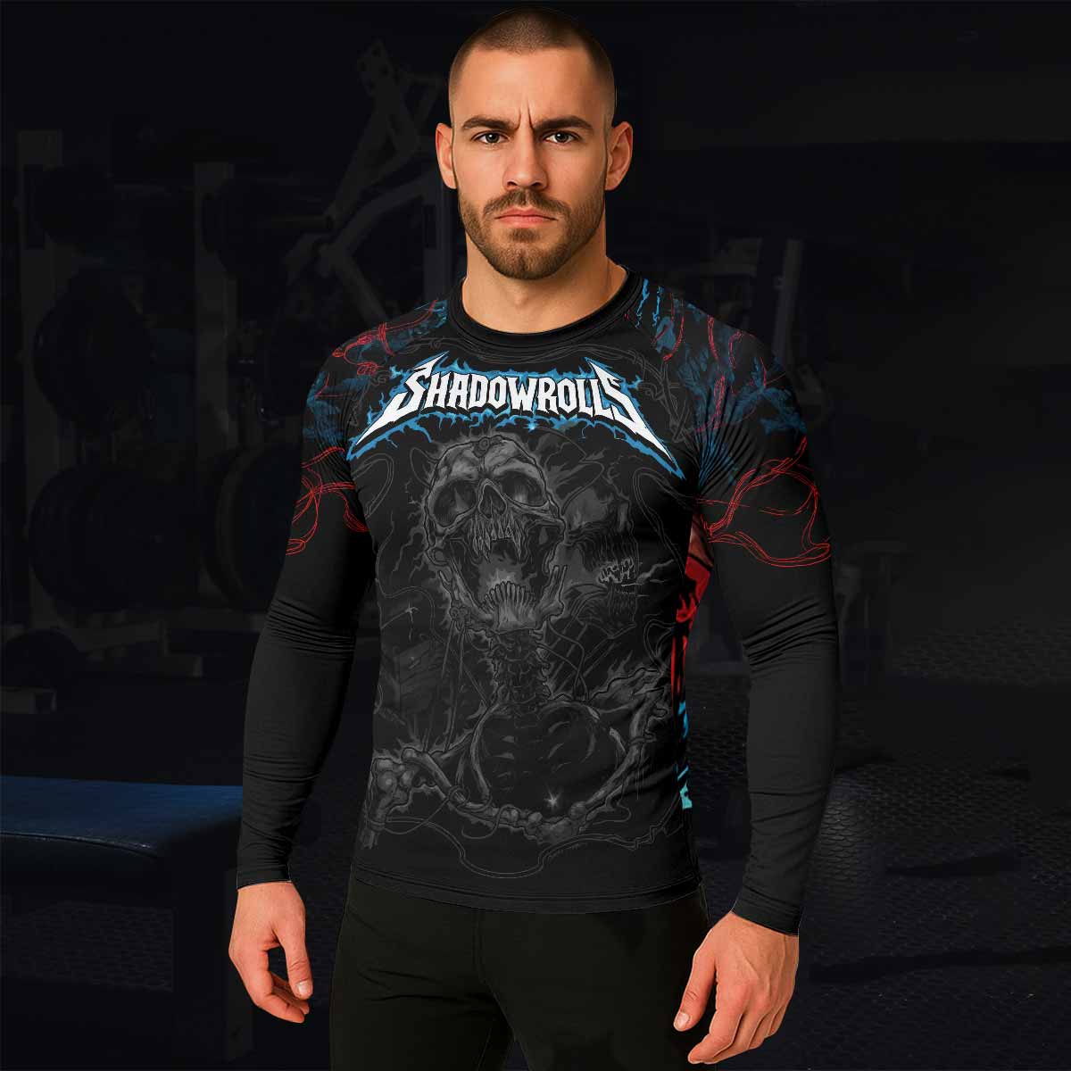 Necro Chains Men's Rash Guard Long Sleeve - lifestyle view