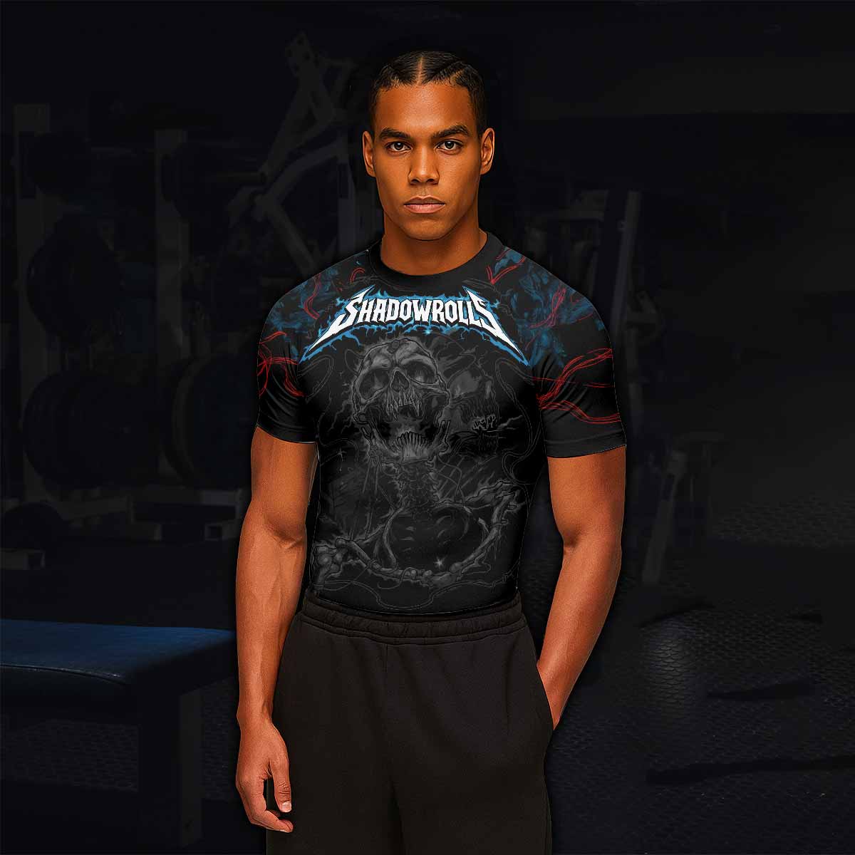 Necro Chains Men's Rash Guard Short Sleeve - lifestyle view