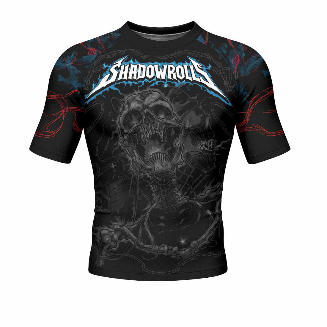 Necro Chains Men's Rash Guard Short Sleeve - front and back view