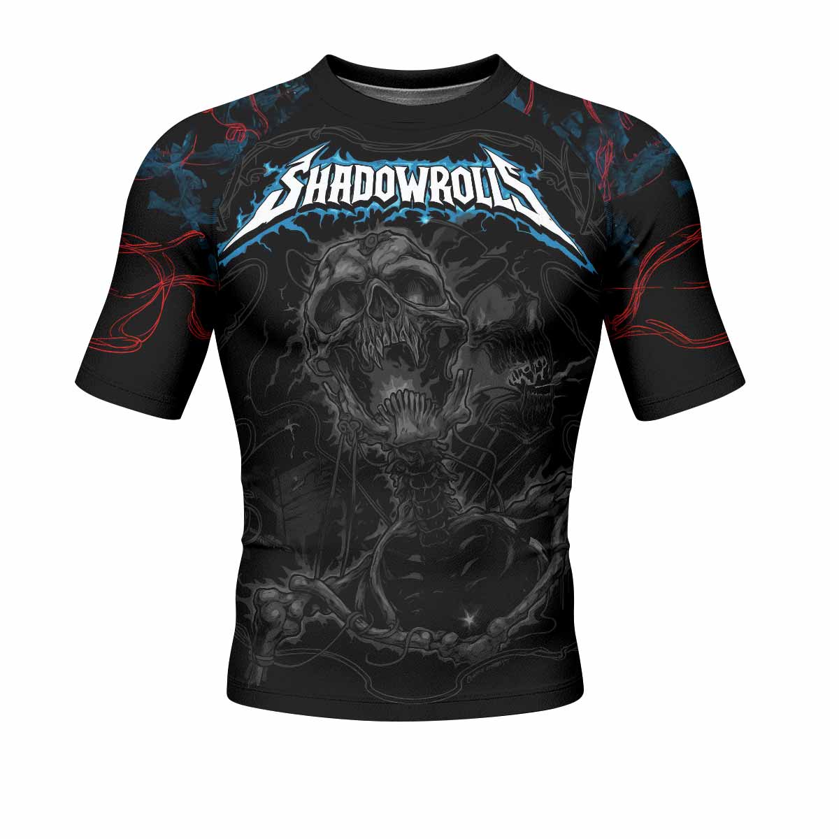 Necro Chains Men's Rash Guard Short Sleeve - front view mockup 