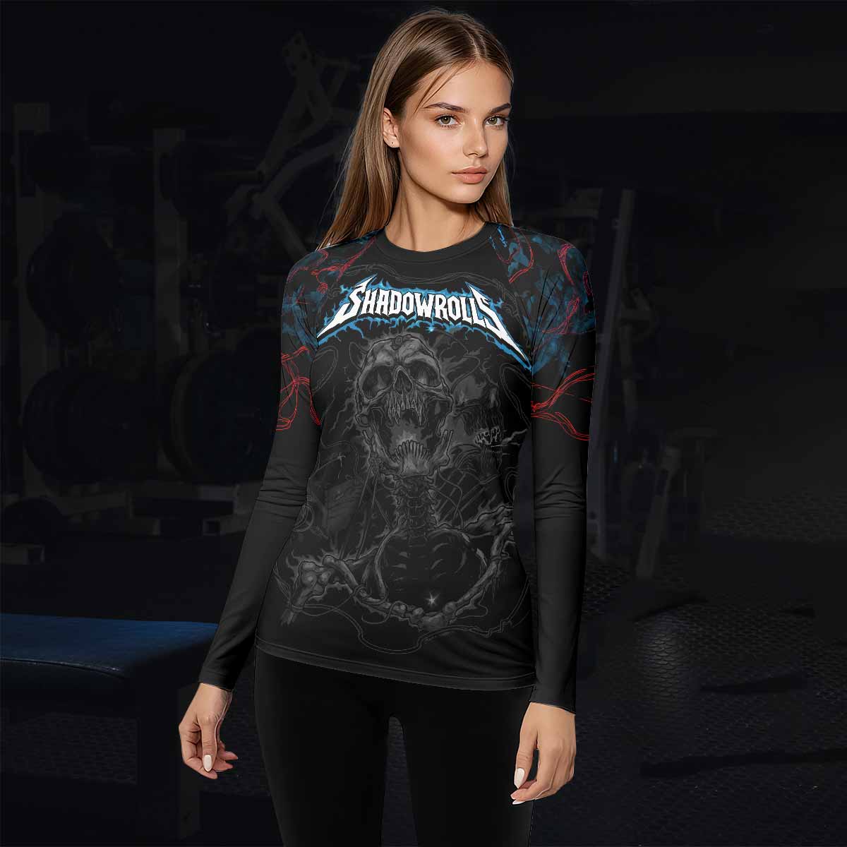 Necro Chains Women's Rash Guard Long Sleeve - lifestyle view