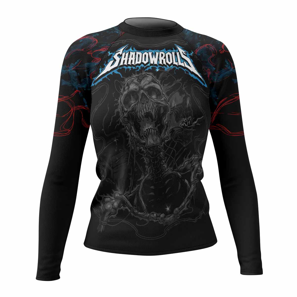 Necro Chains Women's Rash Guard Long Sleeve - front view mockup 