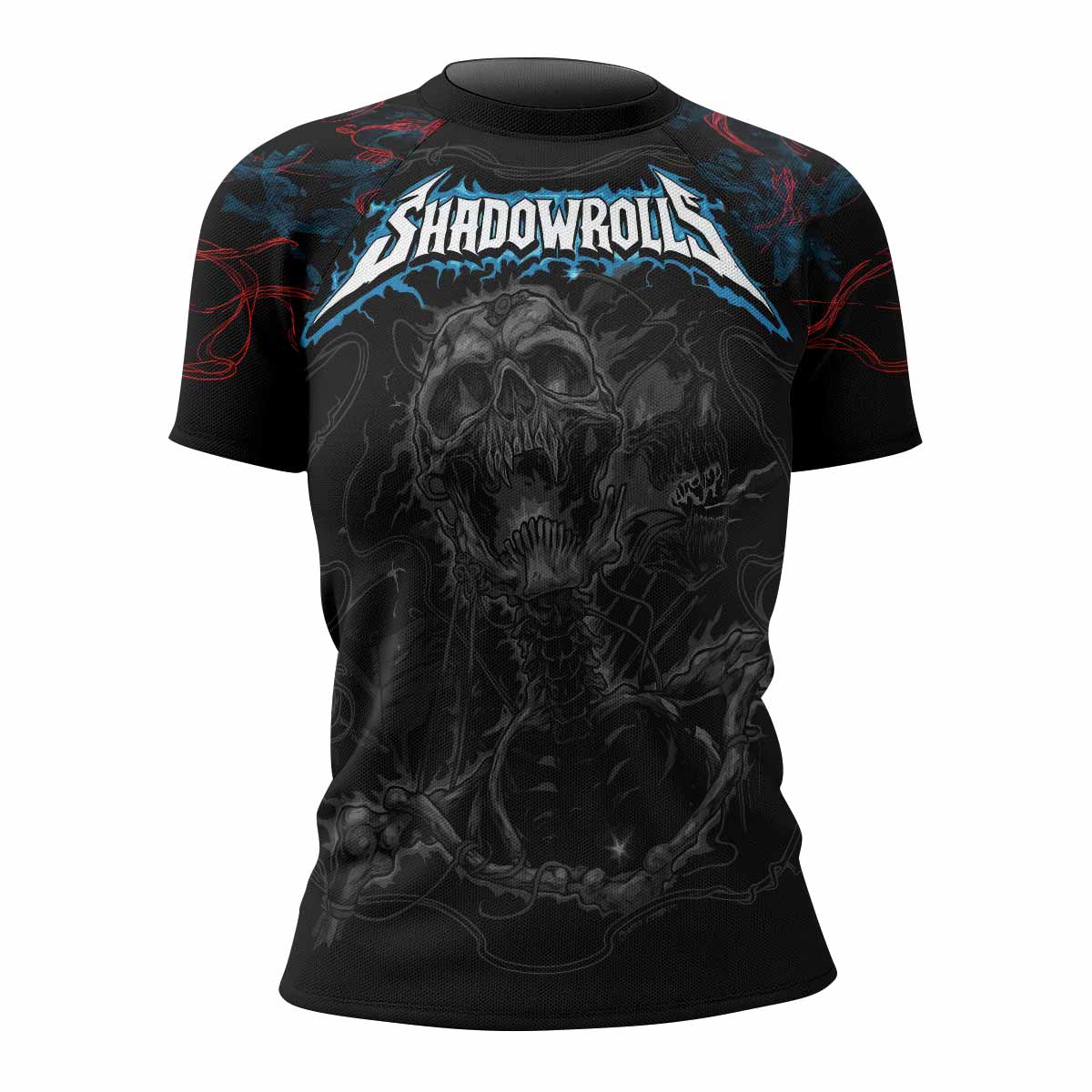 Necro Chains Women's Rash Guard Short Sleeve - front view mockup 