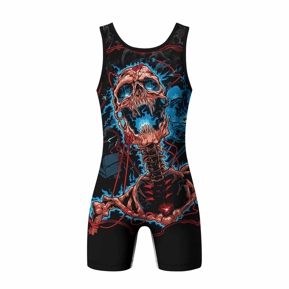 Necro Chains Wrestling Singlet - back view mockup 