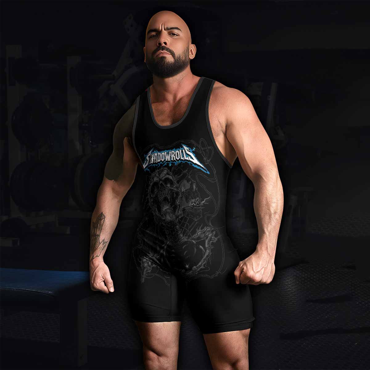 Necro Chains Wrestling Singlet - men's lifestyle view