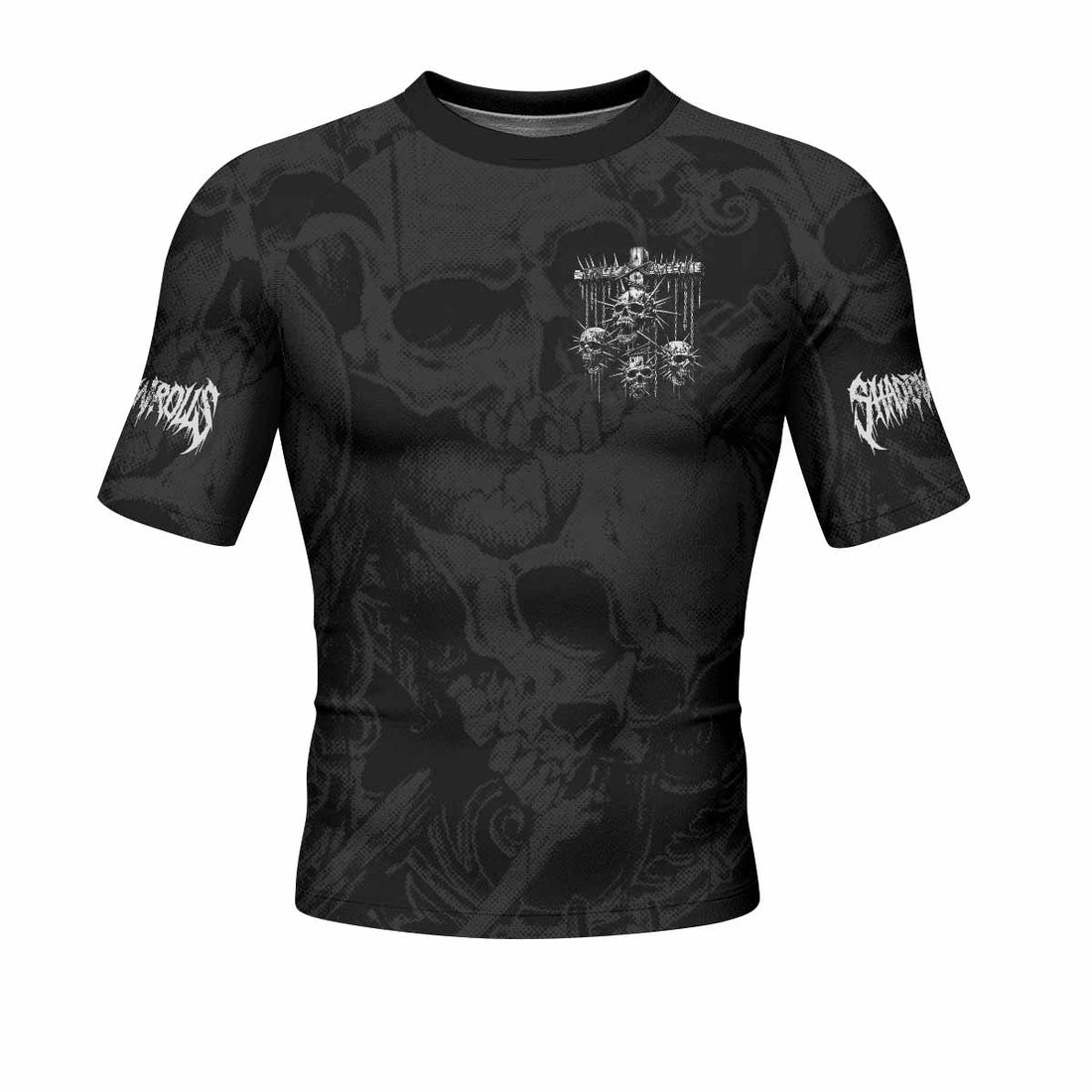 Necromancy Ritual Men's Rash Guard Short Sleeve - front and back view