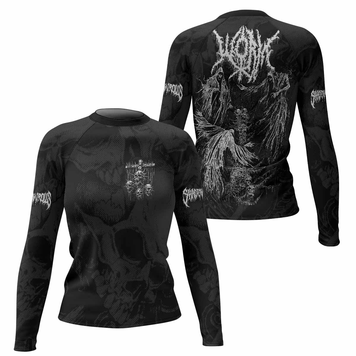 Necromancy Ritual Women's Rash Guard Long Sleeve - front and back view