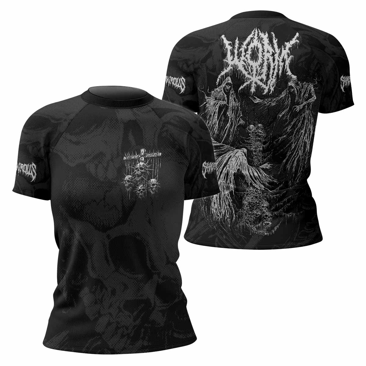 Necromancy Ritual Women's Rash Guard Short Sleeve - front and back view