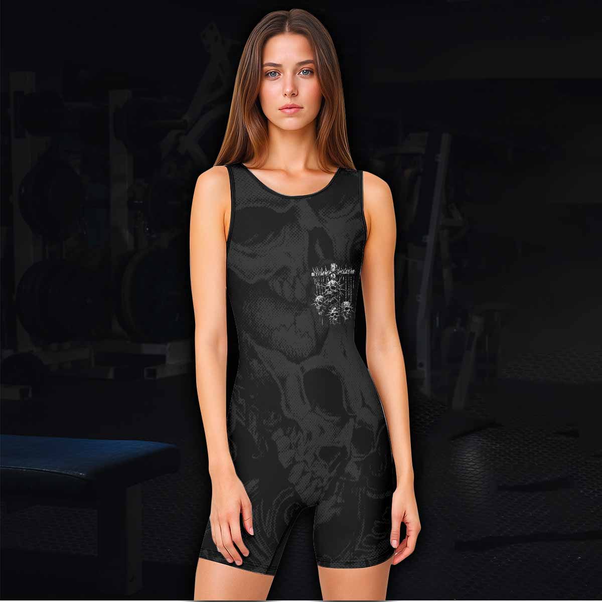 Necromancy Ritual Wrestling Singlet - women's lifestyle view