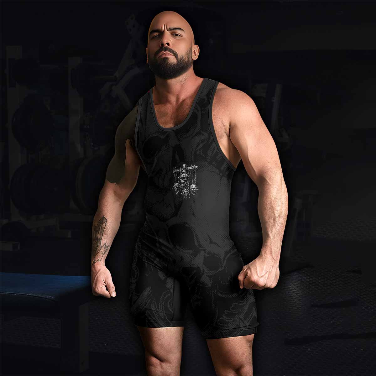 Necromancy Ritual Wrestling Singlet - men's lifestyle view