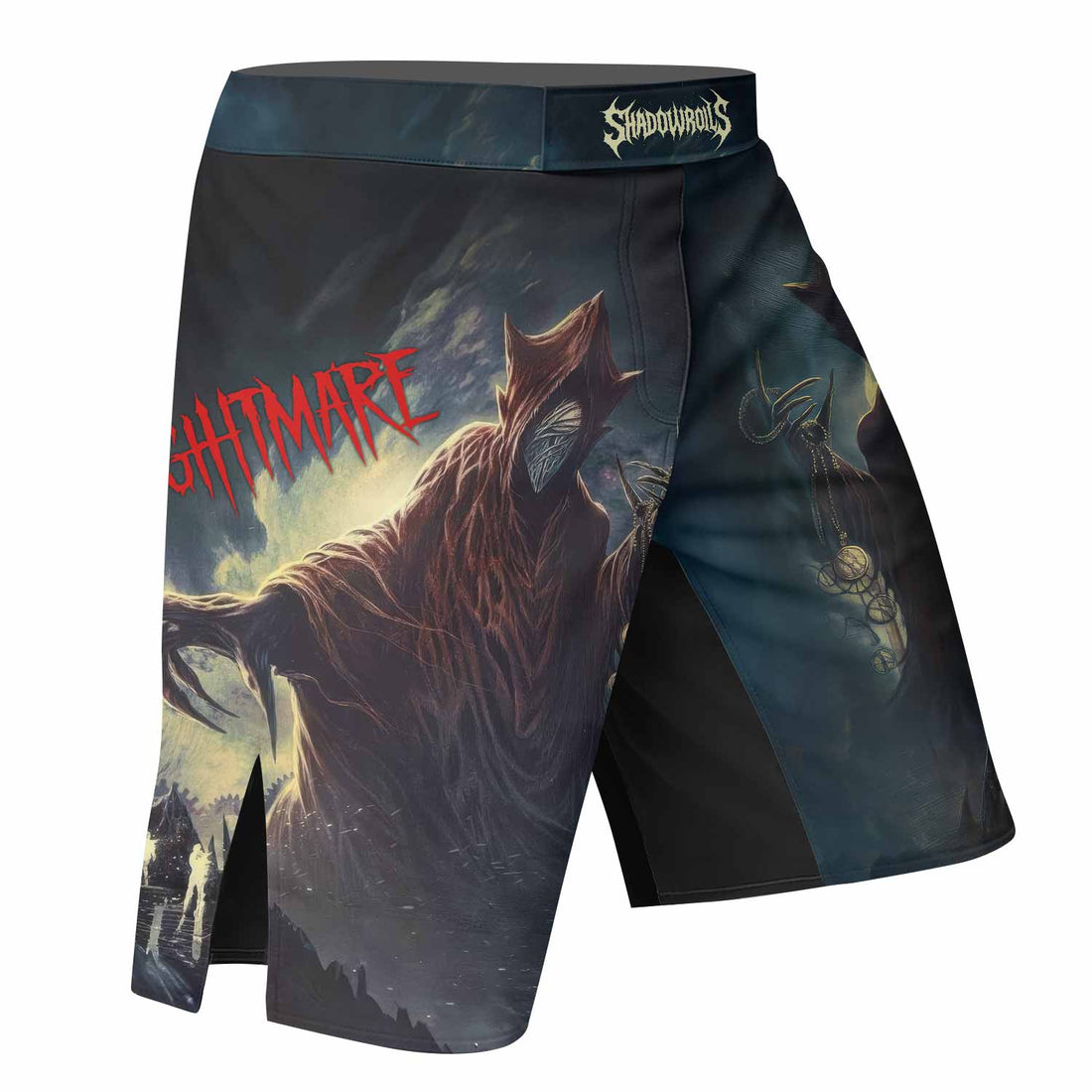 Nightmare Walker Fight Shorts - right side mockup