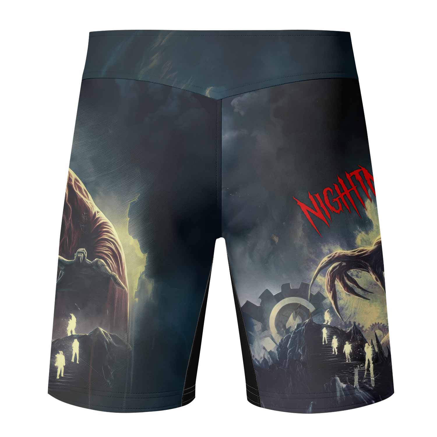 Nightmare Walker Fight Shorts - back view mockup