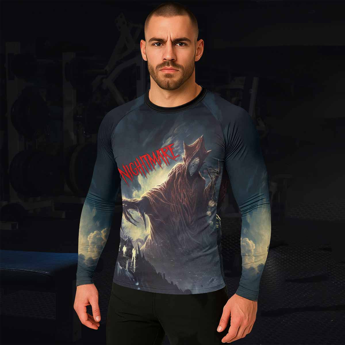 Nightmare Walker Men's Rash Guard Long Sleeve - lifestyle view