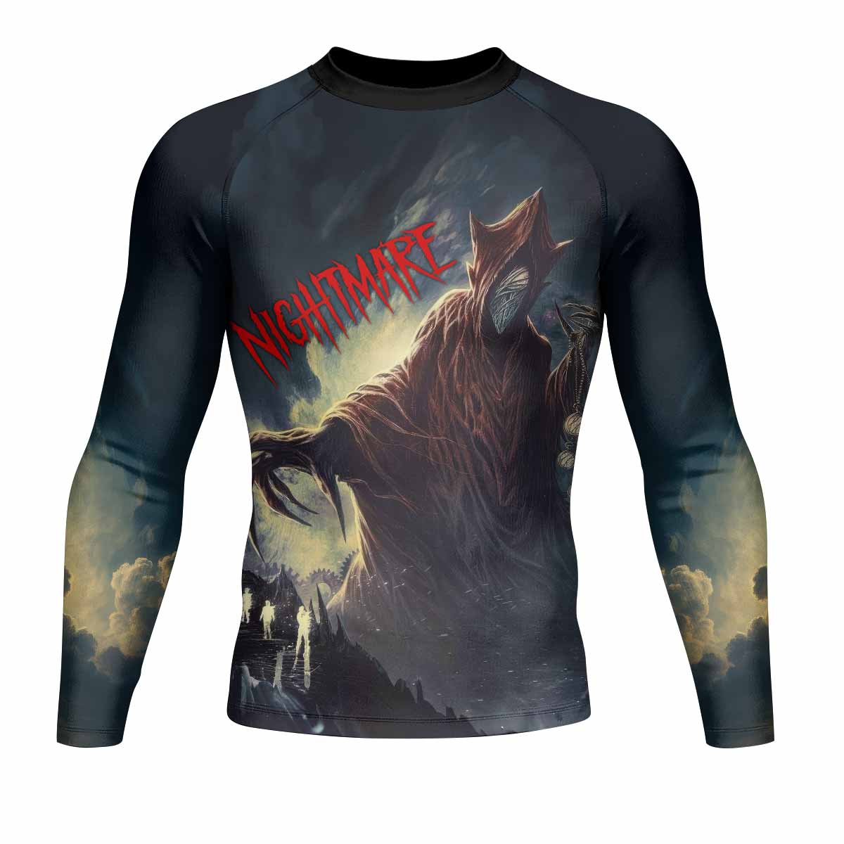 Nightmare Walker Men's Rash Guard Long Sleeve - front view mockup 