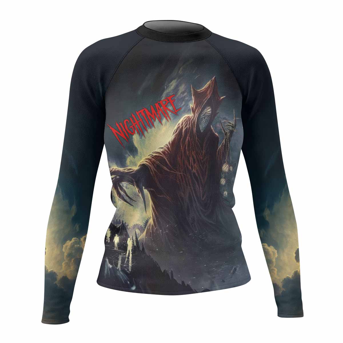 Nightmare Walker Women's Rash Guard Long Sleeve - front view mockup 