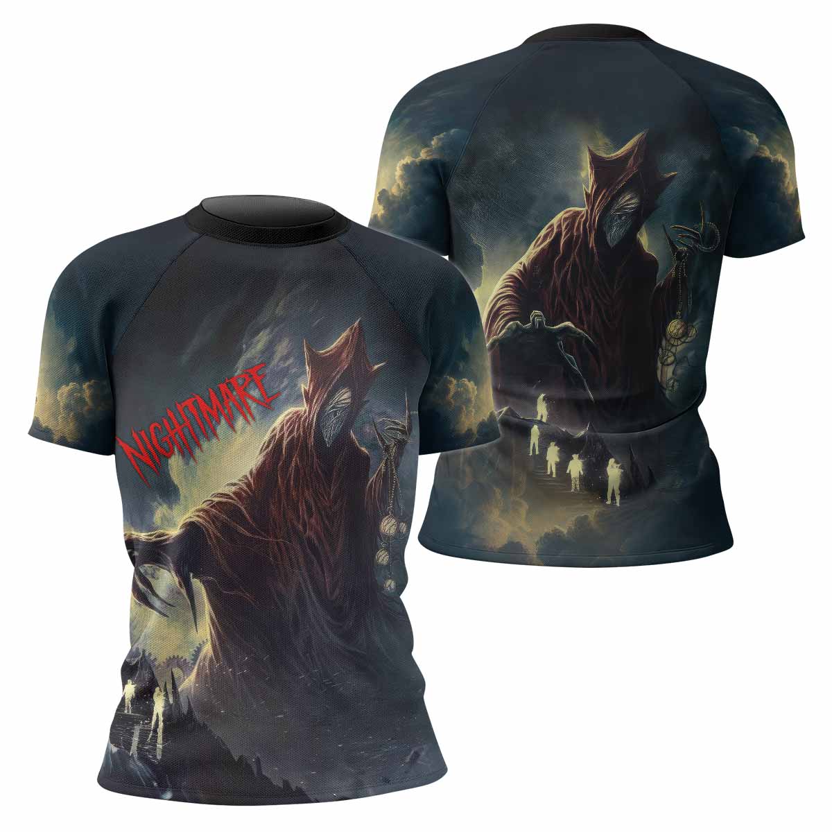 Nightmare Walker Women's Rash Guard Short Sleeve - front and back view