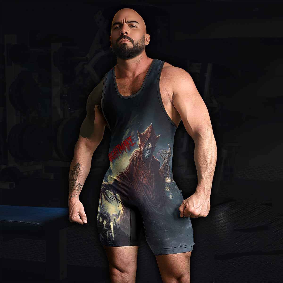 Nightmare Walker Wrestling Singlet - men's lifestyle view