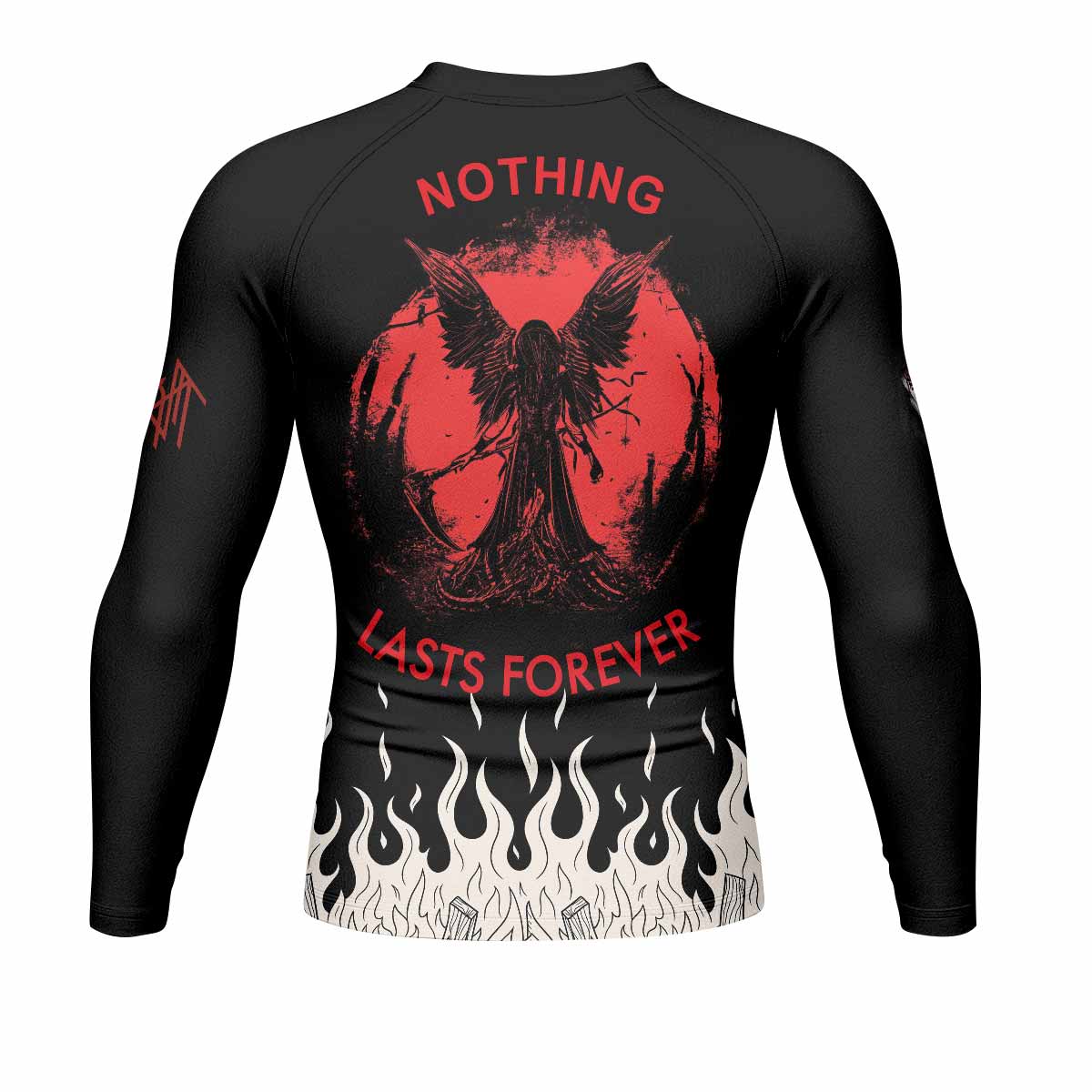 Nothing Lasts Forever Men's Rash Guard Long Sleeve - back view mockup 