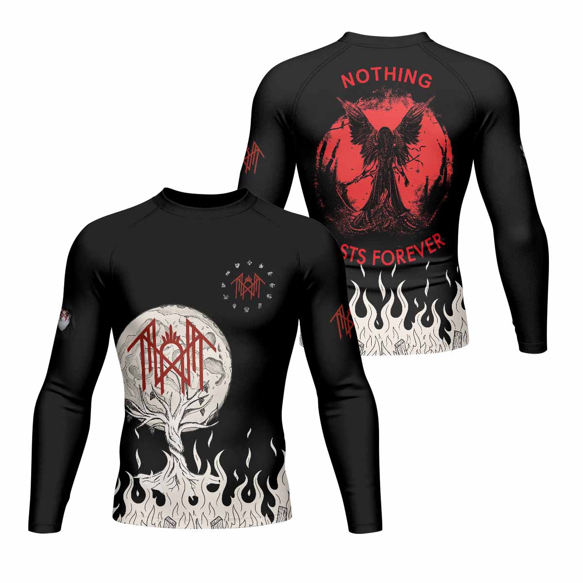 Nothing Lasts Forever Men's Rash Guard Long Sleeve - front and back view