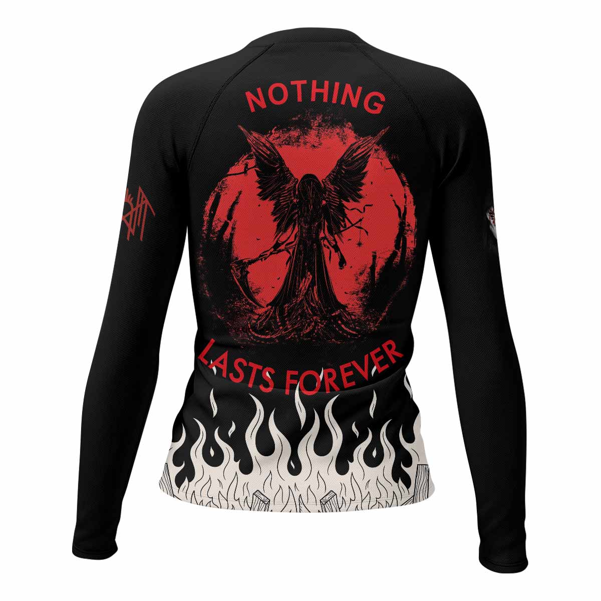 Nothing Lasts Forever Women's Rash Guard Long Sleeve - back view mockup 