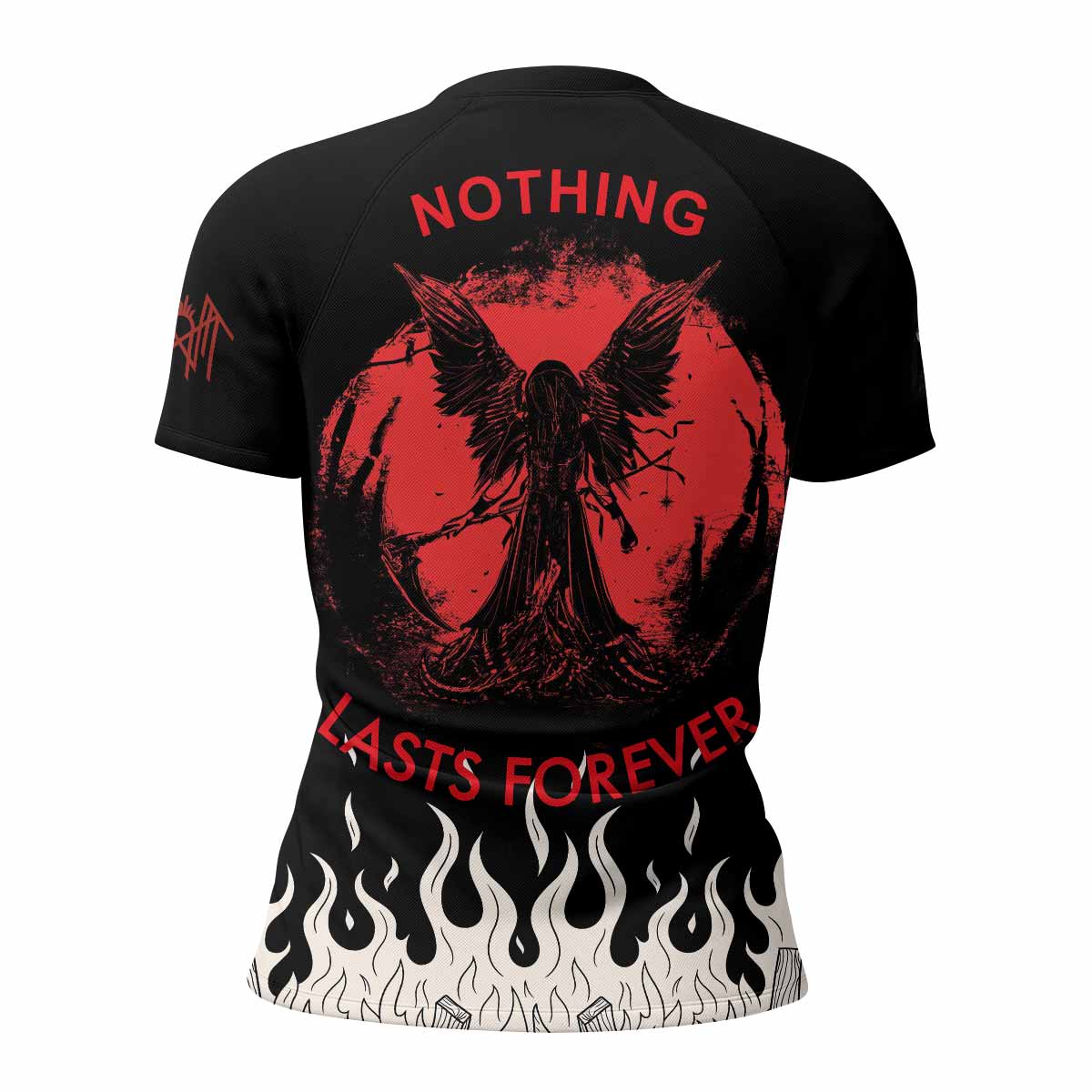 Nothing Lasts Forever Women's Rash Guard Short Sleeve - back view mockup 