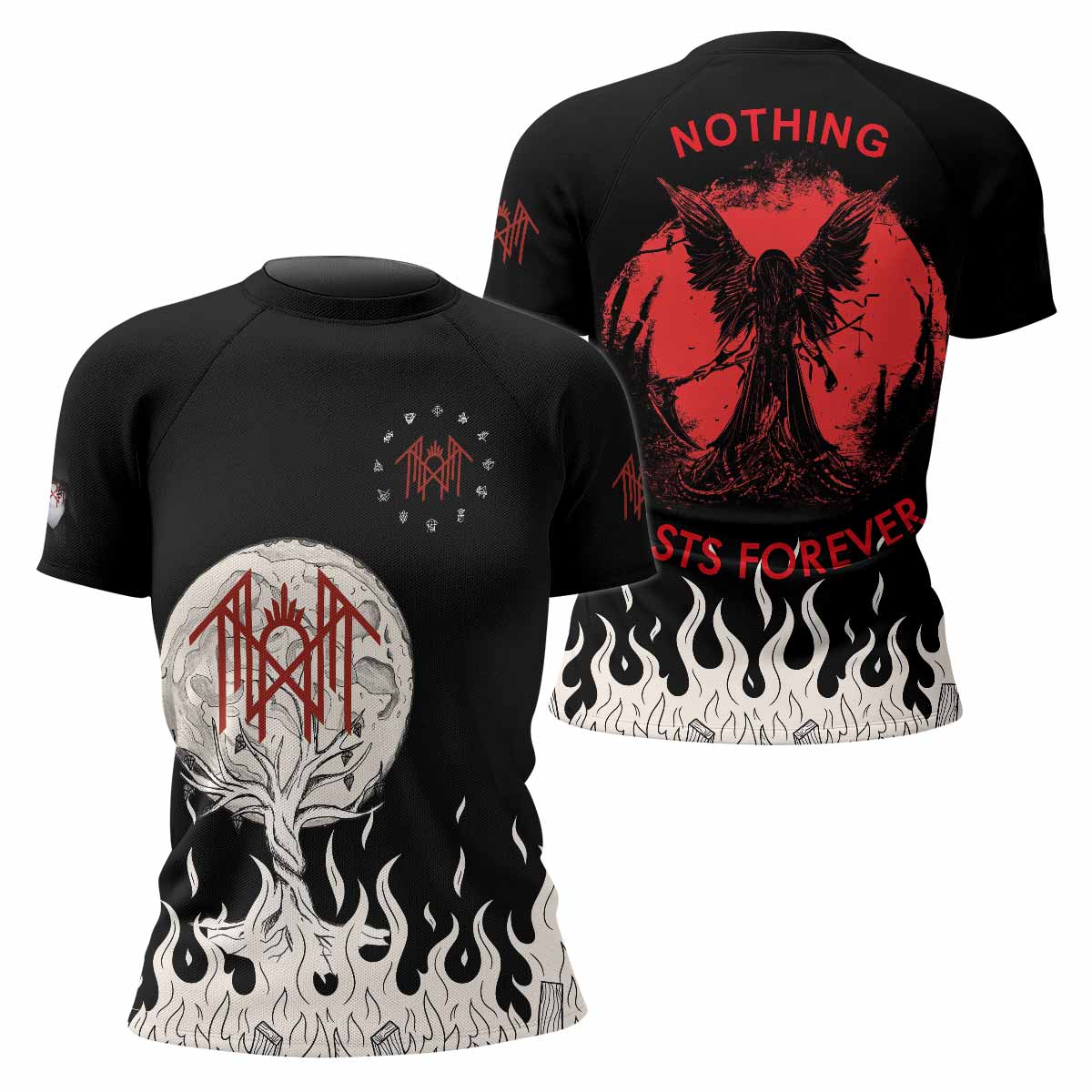 Nothing Lasts Forever Women's Rash Guard Short Sleeve - front and back view