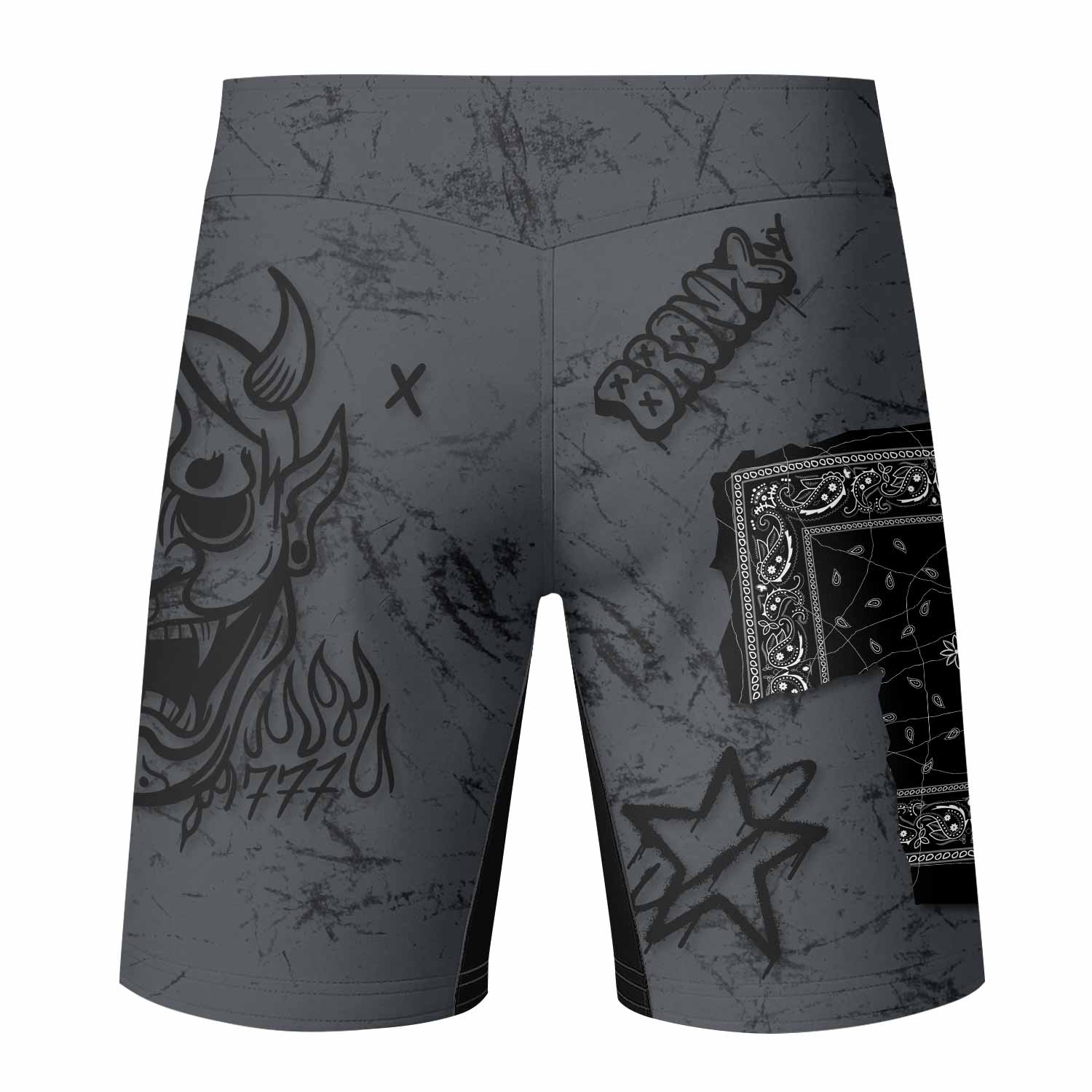 Oni Graffiti Fight Shorts - back view mockup